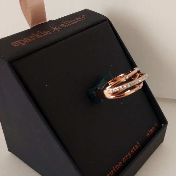 Sparkle Allure Rose Gold and Crystal Cocktail Ring 7 8 9 NIB - Picture 6 of 16